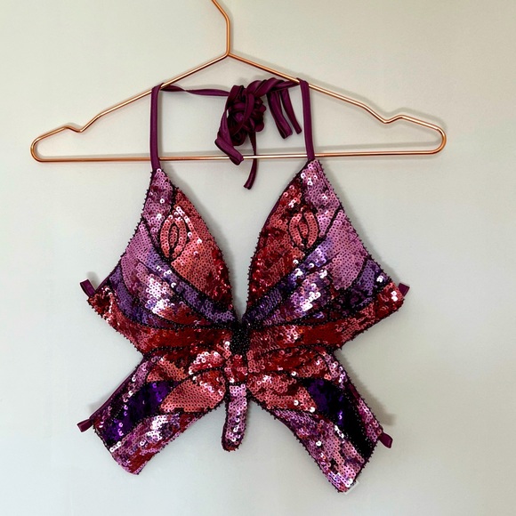 Tops - Sequin Butterfly Top Y2K in Purple/Rose Gold- Padded - One Size- NEW